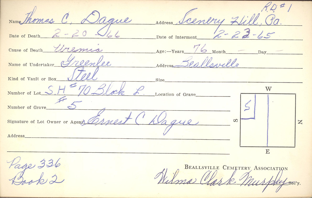 burial card